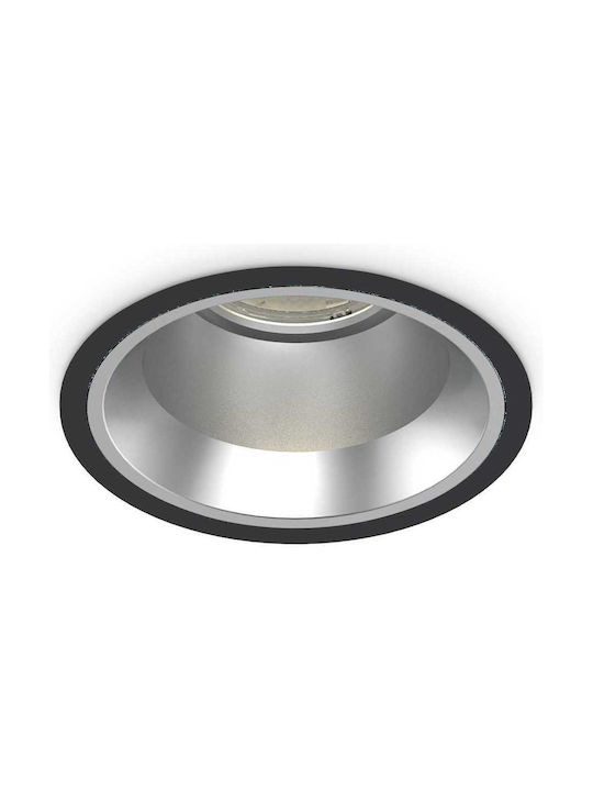 Ideal Lux Round Metallic Recessed Spot with Integrated LED and Natural White Light Black 11x11cm. 1pcs