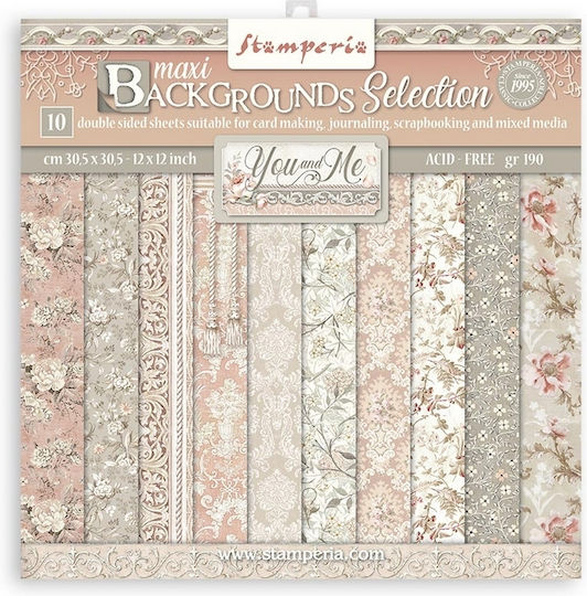 Stamperia Maxi Background You and Me Leaf Scrapbooking 190gr/m² 10 pcs