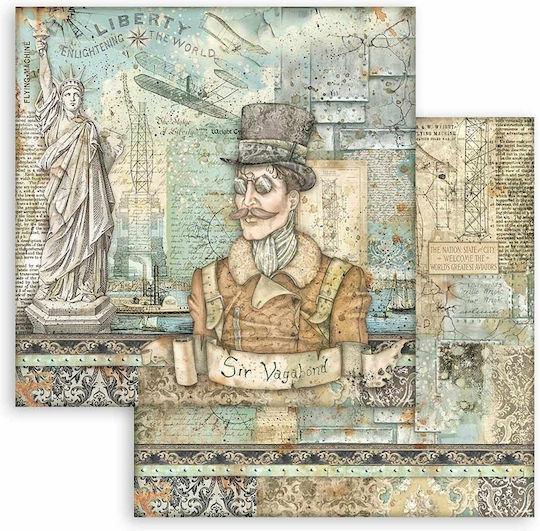 Stamperia Sir Vagabond Aviator Statue of Liberty Лист Scrapbooking Двустранен Единичен 1бр