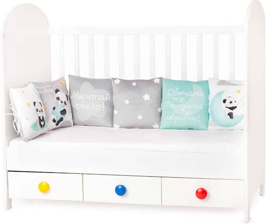 Amek Toys Panda Crib Bumpers Classic Inside Gray 30x180cm