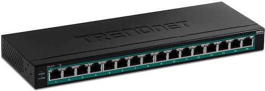 Trendnet TPE-TG160H Unmanaged L2 PoE+ Switch με 16 Θύρες Gigabit (1Gbps) Ethernet