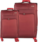 Cardinal Travel Suitcases Fabric Burgundy Maximum Height 60cm with 4 Wheels Set of 2pcs