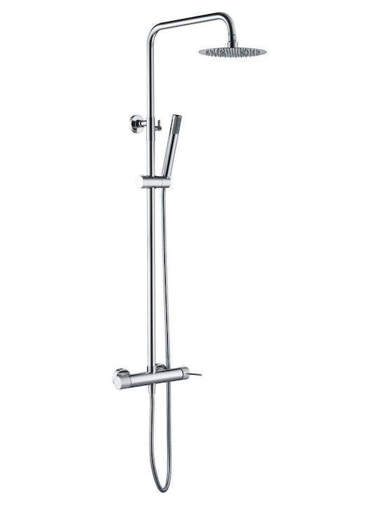 Excel Viento Coloană de duș cu Baterie 84.2cm Argint