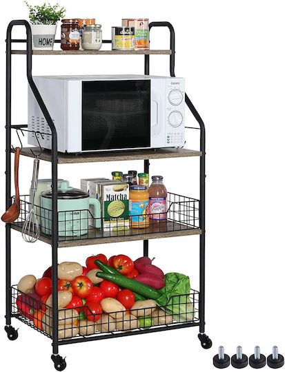 Newest Metallisches Lebensmittelregal 4 Ebenen Schwarz A970BL