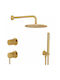 La Torre Elle 316 Set Mischer, Handbrause & Duschkopf für Wandmontage für Dusche 2 Ausgänge Gold Brushed