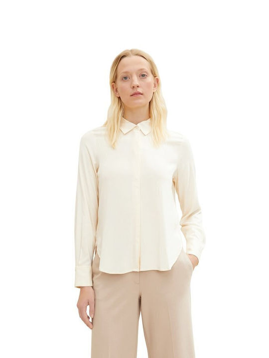 Tom Tailor Women's Monochrome Long Sleeve Shirt White