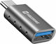 Swissten Converter USB-C male to USB-A female Gray 1pcs 55500100