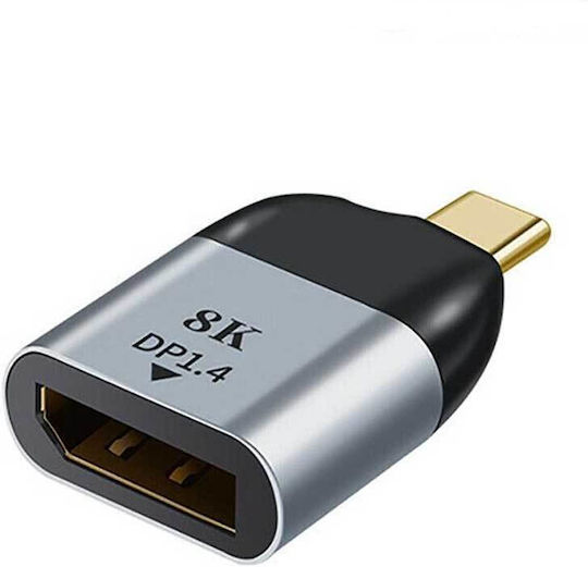 ATC Μετατροπέας USB-C male σε DisplayPort female Ασημί 1τμχ 06.005.0077