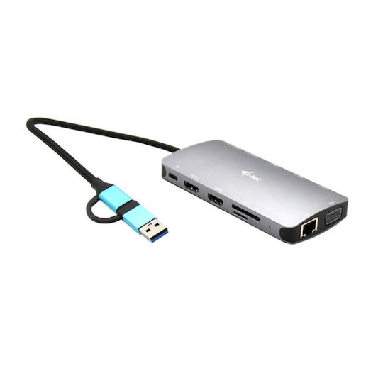 i-tec Nano Dock Thunderbolt 4 Docking Station με HDMI 4K PD Ethernet και συνδεση 3 Οθονών Ασημί