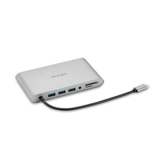 Kensington USB-C Docking Station with HDMI/DisplayPort PD Ethernet and Support for 2 Monitors Gray (K33853WW)