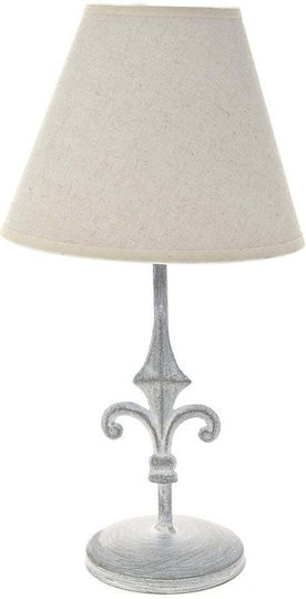 Iliadis Metal Table Lamp with Beige Shade and Gray Base