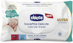 Chicco Delicate Ultra Soft & Pure Μωρομάντηλα χωρίς Οινόπνευμα & Άρωμα 60τμχ