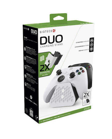 Gioteck Duo Charging Stand Зарядна станция за 2 контролера XBOX Един / Xbox Series X/S - Xbox Серия X/S с LED осветление Черно / бяло