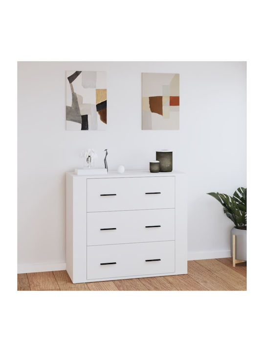 Wooden Chest of Drawers with 3 Drawers White 80...