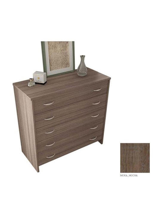 Economy Wooden Chest of Drawers with 5 Drawers Μόκα 86x43x95cm