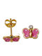 14K Gold Earrings Children's Earrings Pink "Butterfly" E132AG