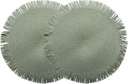 Gusta Placemat Round Wicker Green 2pcs