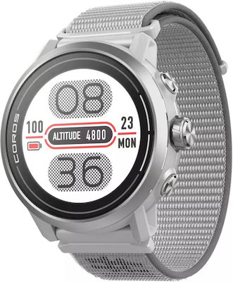 Coros Apex2 Titanium 43mm Αδιάβροχο Smartwatch με Παλμογράφο (Γκρι)