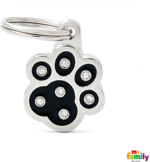 My Family Chic Paw Hunde-Identifikationsmarke Pfote Schwarze Metall 2cm Personalisierung