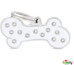 My Family Chic Dog ID Bone White Metal Small 3x...