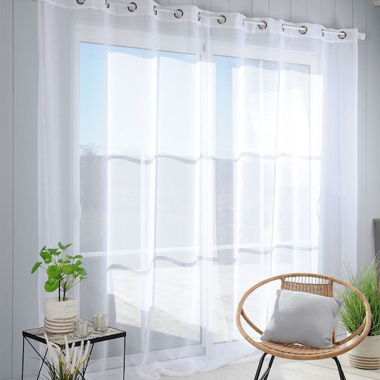 Perdea Cu Capse S-F Monna Alb 300x260cm