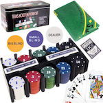 Go Clever Σετ 200 Αριθμημένες Μάρκες Poker σε Μεταλλικό Κουτί με 2 Τράπουλες και Τσόχα