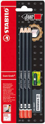 Stabilo Exam Grade Pencil 2B Set with Scraper and Eraser Black 6pcs