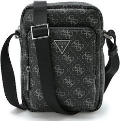 Guess Artificial Leather Shoulder / Crossbody Bag Vezzola Smart with Zipper & Adjustable Strap Black