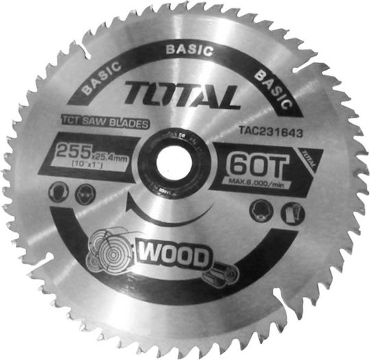 Total Δίσκος Κοπής Ξύλου με 60 Δόντια 255mm