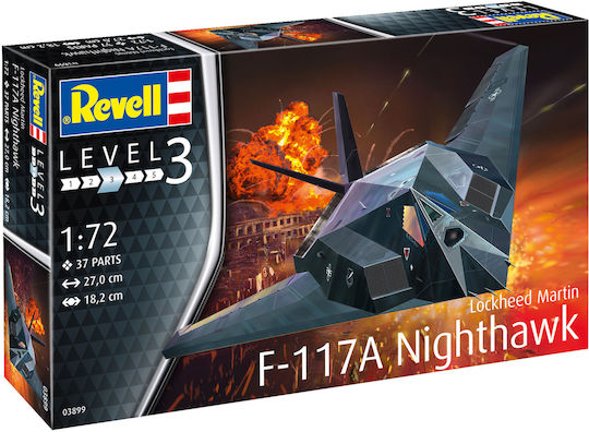 Revell F-117A Nighthawk Modeling Figure Airplane Blue 37 Pieces in Scale 1:72 27x18.2cm.