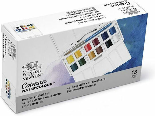 Winsor & Newton Pocket Plus Set of Watercolours Multicolored with Brush 12pcs