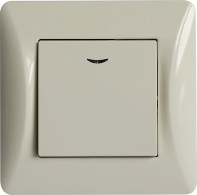 Lineme Recessed Electrical Lighting Wall Switch with Frame Basic Aller Retour Illuminated Ecru 50-00105-30