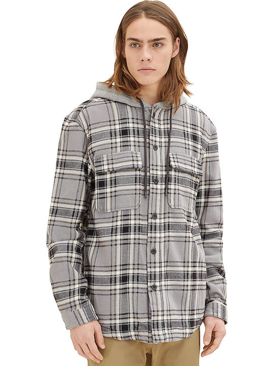 Μακρυμάνικo Overshirt Καρό Γκρι