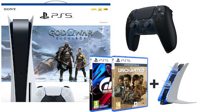 Sony PlayStation 5 με God of War: Ragnarok (Voucher) & Dualsense Black & Uncharted Collection & ZeroGround Charging Dock & Gran Turismo 7