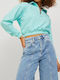 Women's Athletic Crop Top Long Sleeve Turquoise
