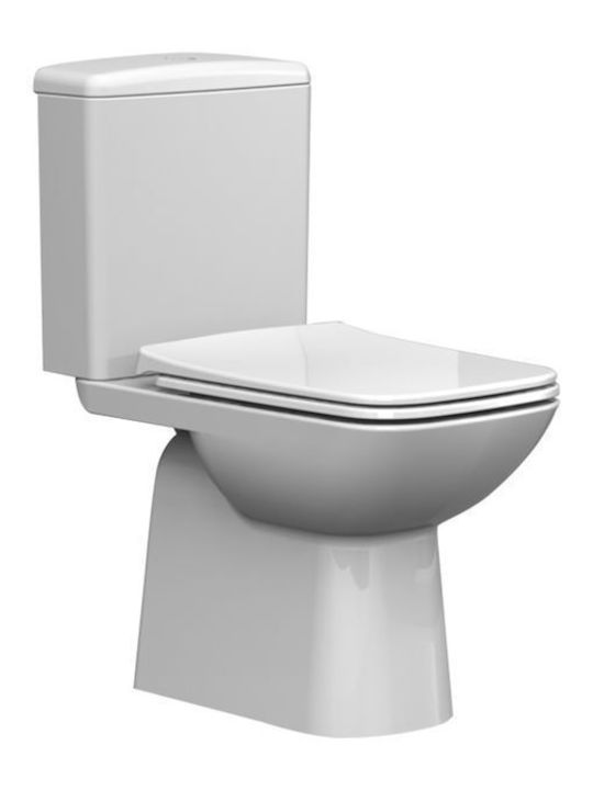 Cerastyle Duru Floor-Standing Toilet with Floor Trap and Flush that Includes Soft Close Cover White
