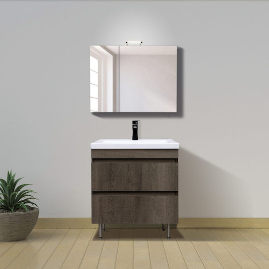 Chrisart Zeus 100 Countertop with Sink & Mirror L100xW45xH65cm Sweet Dark
