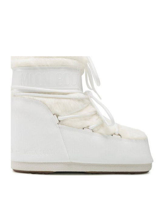 Snow Boots with Rubber & Fur Icon Low White