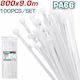 Total Pack of 100pcs White Plastic Cable Ties 800x9mm THTCT8001