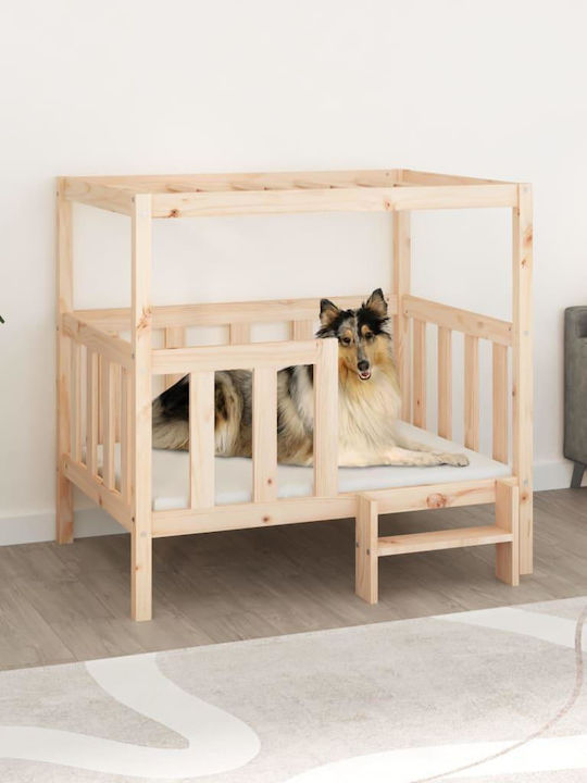 vidaXL Υπερυψωμένο Κρεβάτι Σκύλου από Μασίφ Ξύλο Πεύκου σε Μπεζ χρώμα 105.5x100cm