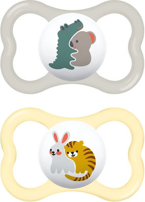 Mam Orthodontic Pacifiers Silicone Crocodile - Bunny Grey / Yellow for 16+ months 2pcs