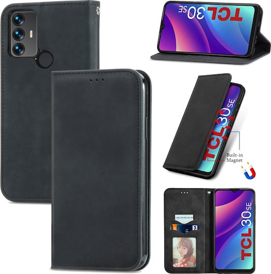 Retro Skin Feel Book Δερματίνης / Δερμάτινο Μαύρο (TCL 30 SE)