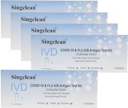 Singclean Ivd Covid-19 & Flu A/B Antigen Kit Rapid Covid & Flu Test 5 Pieces