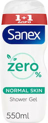 Sanex Zero 0% Κρεμώδες Αφρόλουτρο για Πρόσωπο & Σώμα for Normal Skin 2x550ml