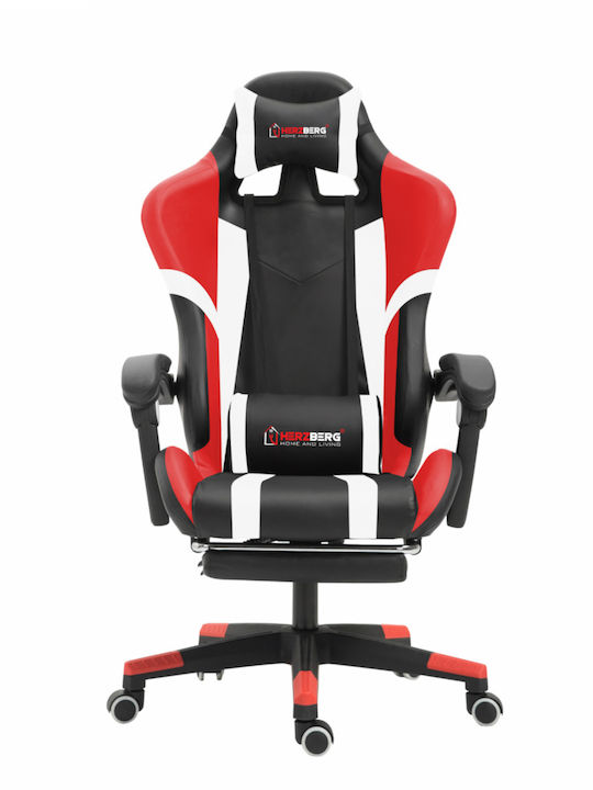 Herzberg HG-8083 Καρέκλα Gaming Δερματίνης με Υποπόδιο Κόκκινη