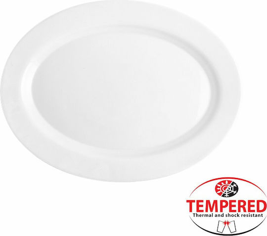 Cok Spain Elba Platou de Servire Oval Sticlă Albă 36buc 12buc