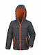 Kinder Gestepptes Kurzes Kinderjacke mit Futter & Kapuze Schwarz Orange