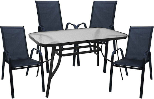Garten- und Outdoor-Möbelsets Speisesaal 5 Stück Schwarz