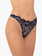 Γυναικείο String με Δαντέλα Navy Μπλε