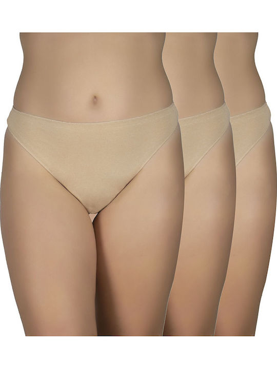 Γυναικεία String 3Pack χωρίς Ραφές Μπεζ